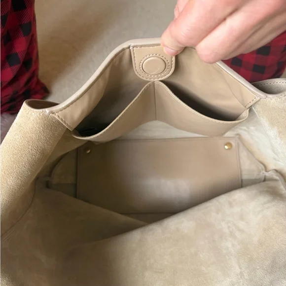 Veronica Beard suede sling bag in latte - Picture 9 of 9